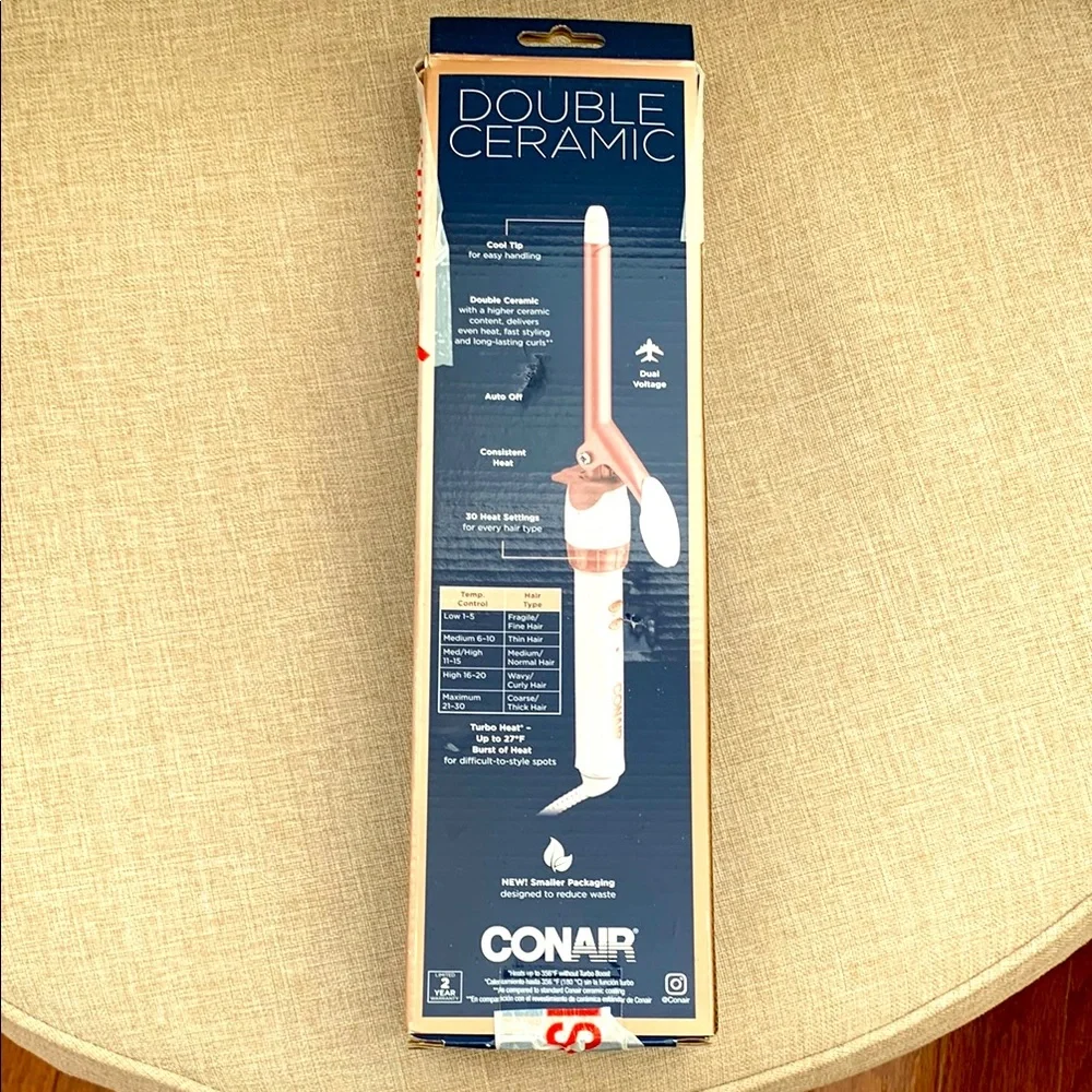 NWT CONAIR Dual Voltage 1/2 Barrel Double Ceramic Curling Iron - Picture 1 of 9